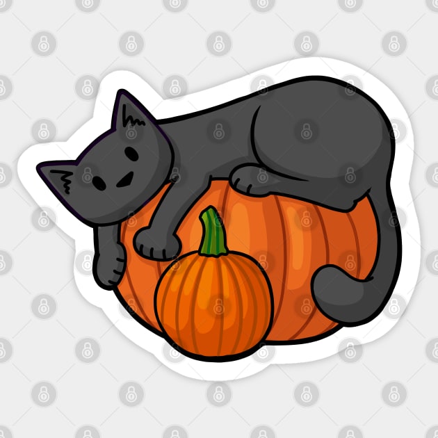 Pumpkin Cat Sticker by Doodlecats 